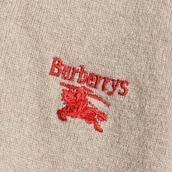 Burberrys Vintage 100% Lambswool Sweater V-Neck Made in Scotland Tan Size Small - Picture 2 of 15